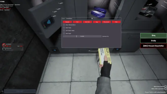 Cyrix - Бесплатный чит на SCP: Secret Laboratory (WH, AIM, BHOP) Cyrix - Бесплатный чит на SCP: Secret Laboratory (WH, AIM, BHOP)