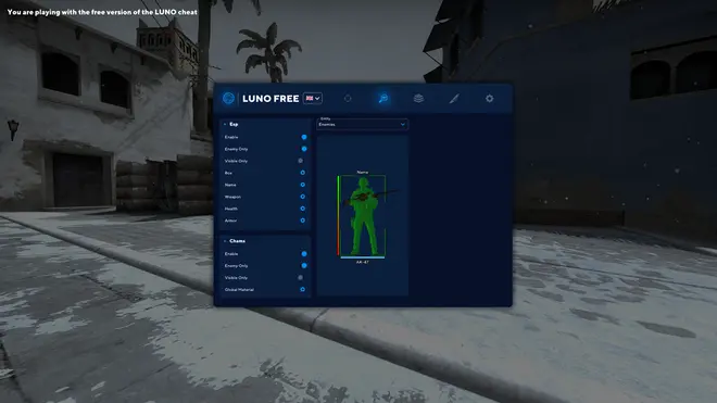 Luno - Бесплатный аим + вх + скинчейджер чит на CSGO