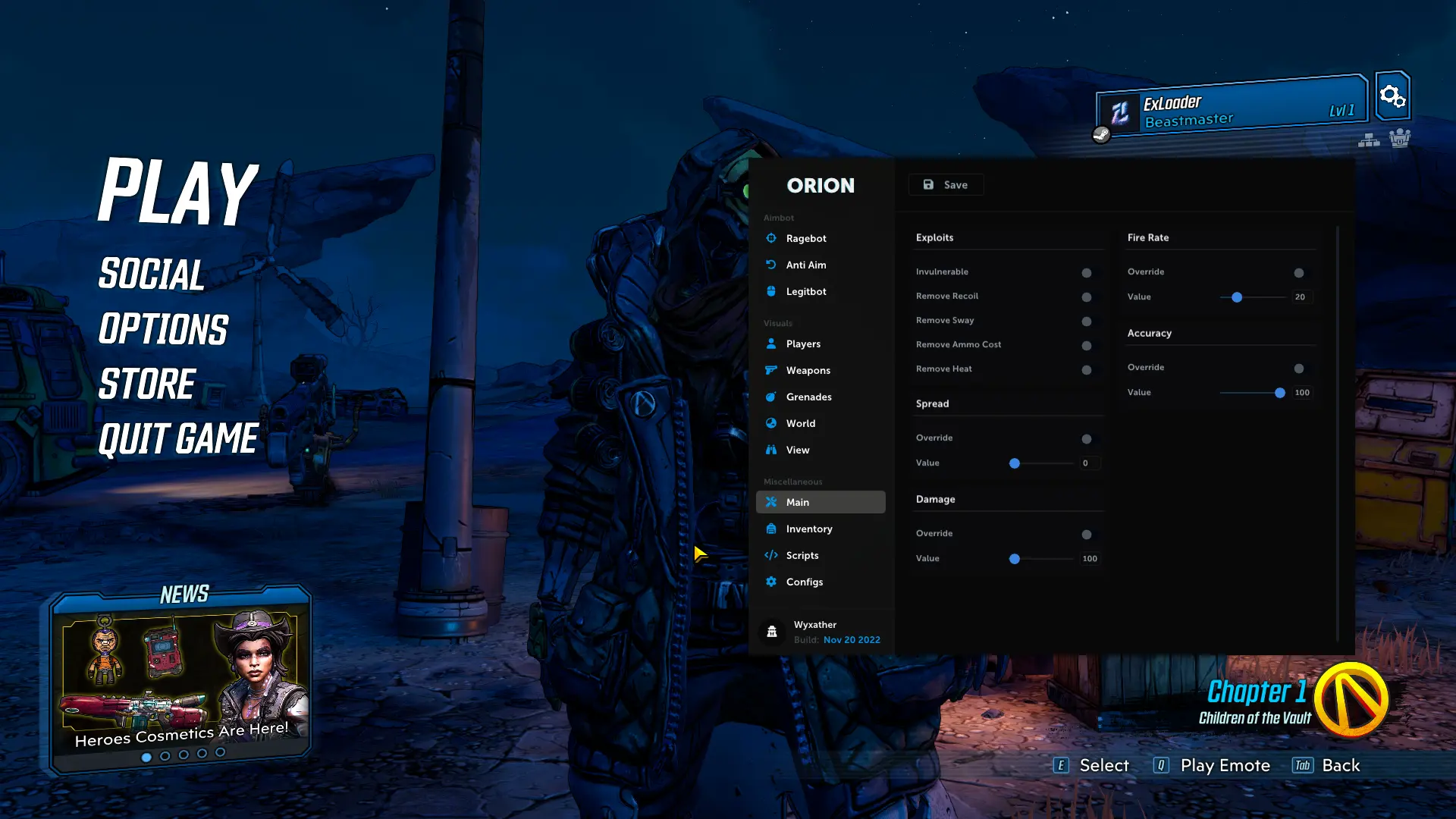 Orion - Скачать бесплатный чит на Borderlands 3 (Ragebot, Legitbot, Bhop) Orion - Скачать бесплатный чит на Borderlands 3 (Ragebot, Legitbot, Bhop)