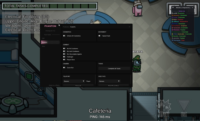 Phantom Internal - Бесплатный и простой чит на АмонгАс с Unlocks и ESP