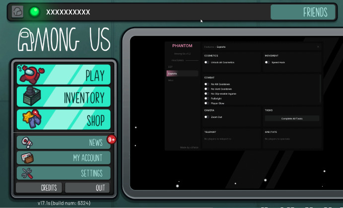 Phantom Internal - Бесплатный и простой чит на АмонгАс с Unlocks и ESP