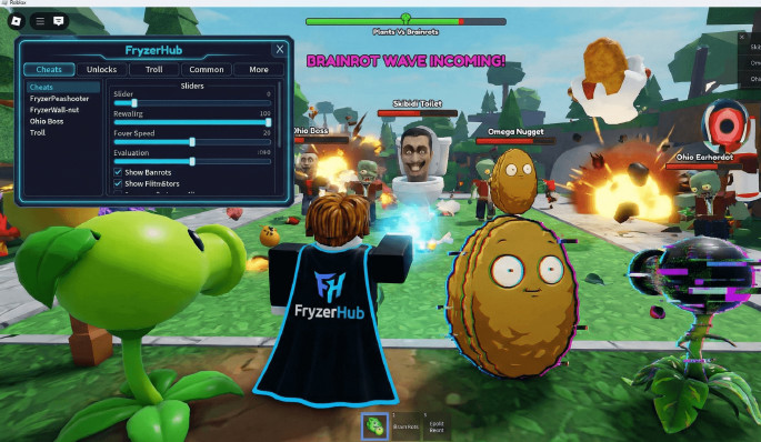 Plants Vs Brainrots - Скрипты & читы для Roblox (Auto Place, Infinite Sun, God Mode)