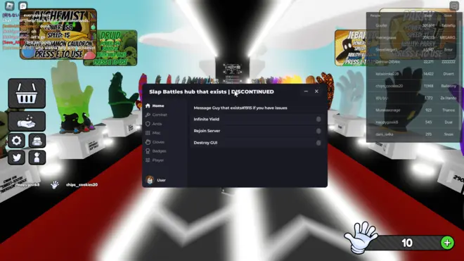 Slap Battles - Бесплатный Roblox LUA скрипт (Kill-Aura, No Cooldown, God Mode, Slap Farm, Slap Aura) Slap Battles - Бесплатный Roblox LUA скрипт (Kill-Aura, No Cooldown, God Mode, Slap Farm, Slap Aura)