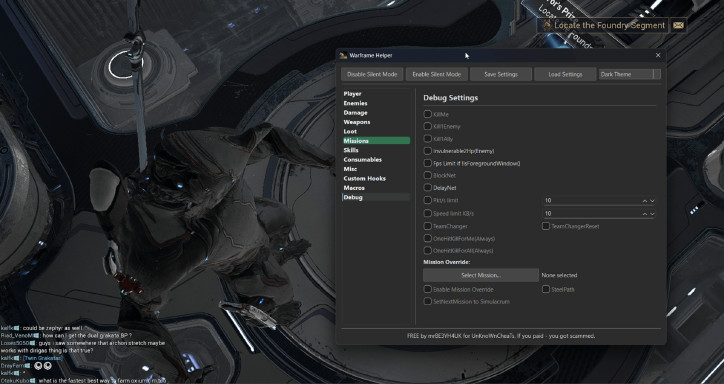 WarframeHelper - Бесплатный интернал чит на Варфрейм