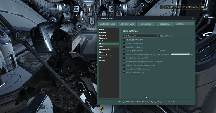 WarframeHelper - Бесплатный интернал чит на Варфрейм